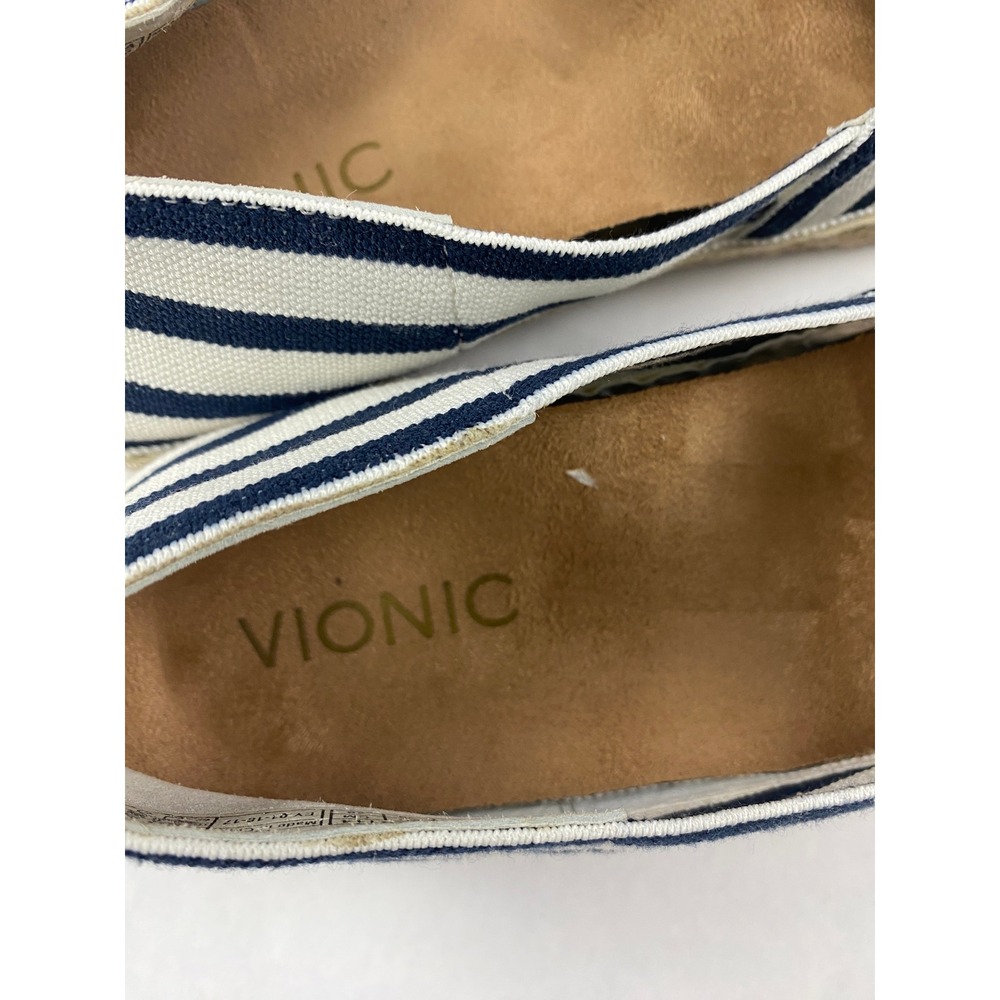 Vionic Vlerie Striped Espadrilles Flat Women's Size 8 Blue White Comfort - Picture 9 of 12
